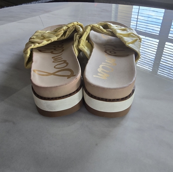 Sam Elderman Sandal Womens Sz 7 Gold Slippers Aliana Sport Comfort Flaw - Picture 9 of 15